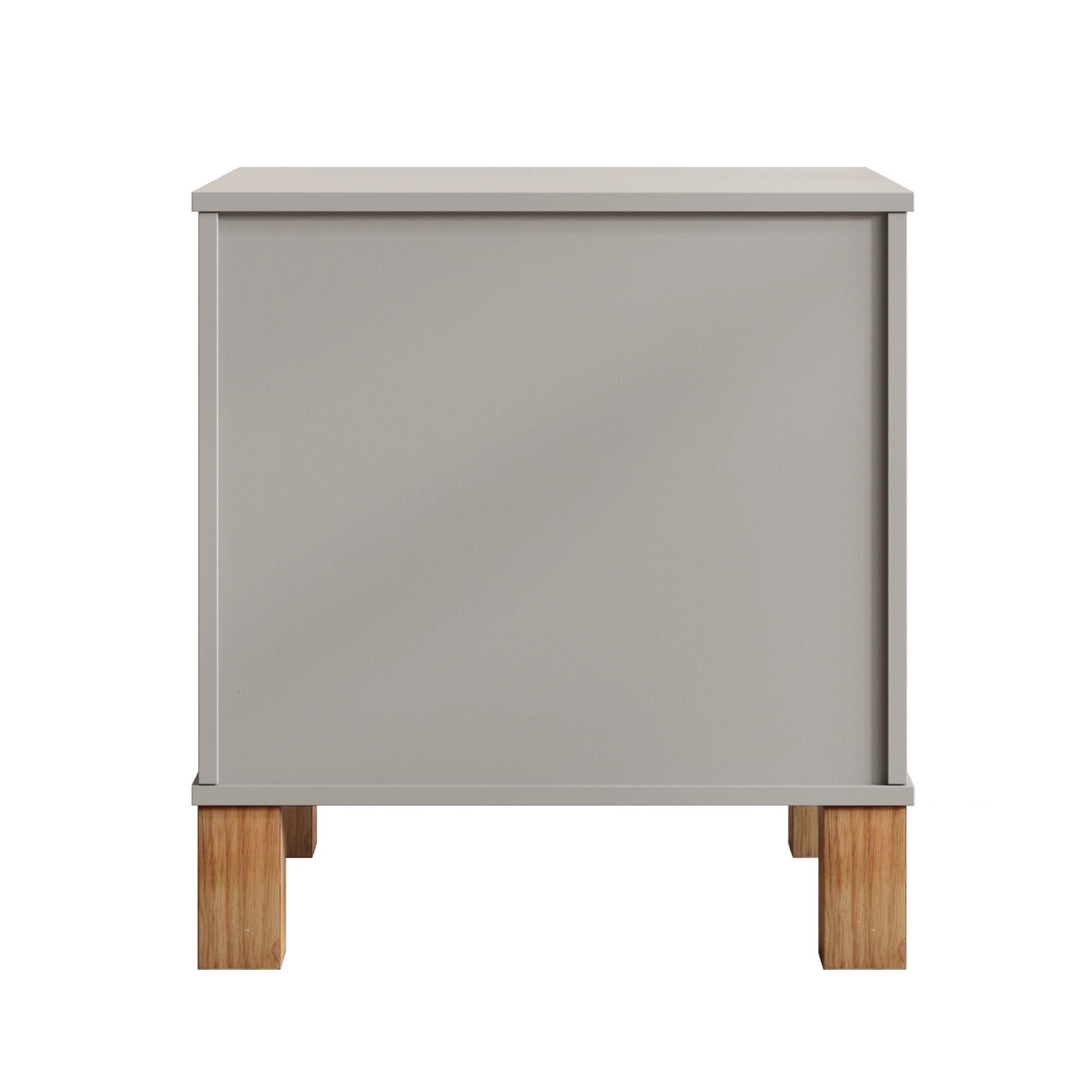 Leumius Nightstand for Bedroom,Wood Bedside Table with 2 Drawer & Solid Wood Legs,Small Storage Cabinet for Living Room,Gray