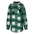 thumbnail image 5 of KBZDBZC Womens Shirts Women'S Brushed Plaid Shirts Long Sleeve Flannel Lapel Button Down Pocketed Shacket Jacket Coats Womens Tops(Green,XXL), 5 of 6
