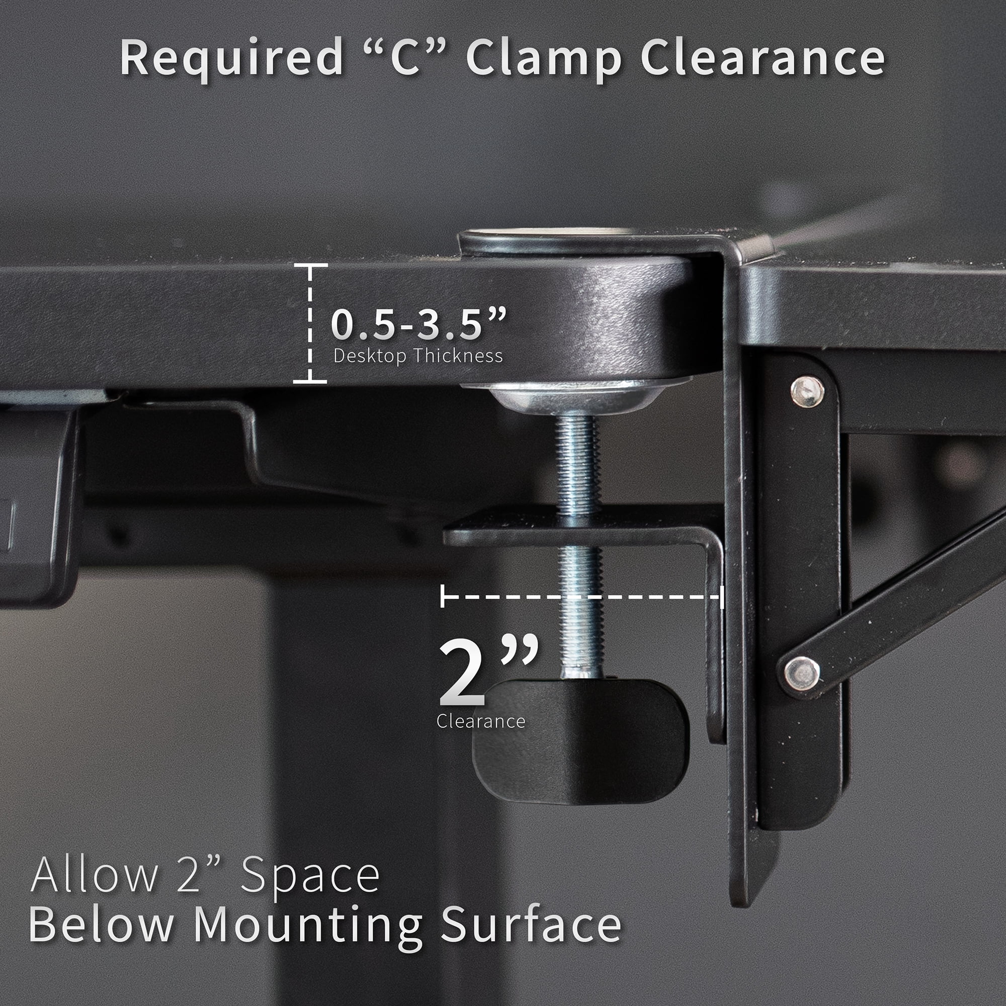 VIVO Black Clamp-on 6 x 9 inch Desk Extension Armrest Tray for Wrist Support