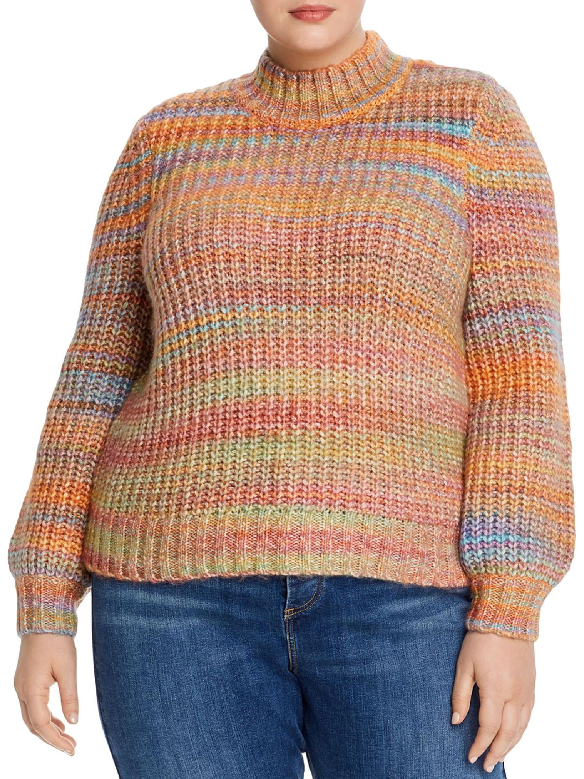 Aqua Womens Plus Knit Marled Pullover 