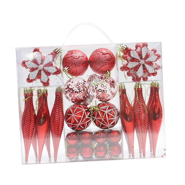 40 piezas de adornos de bolas de Navidad, decoración navideña, adornos colgantes para de Navidad, guirnalda de cumpleaños, fiesta, aniversario Rojo BLESIY Bolas colgantes de árbol