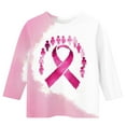 thumbnail image 3 of BRGZLK Kids 3/4 Sleeve Breast Cancer Shirts cute Pink Ribbon Print Pattern Round Neck Basics Pullover Top for Girls Pink 7-8 Years, 3 of 4