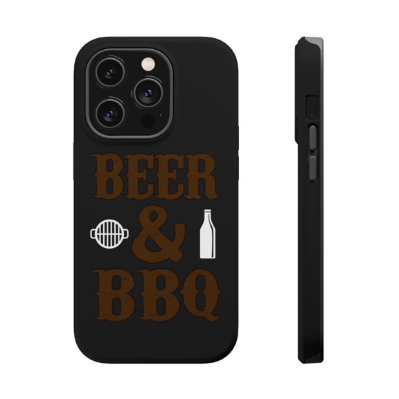 DistinctInk Tough Case for Apple iPhone 15 PRO (6.1" Screen), Compatible with MagSafe Charging - Beer & Barbecue BBQ