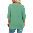 thumbnail image 6 of RYRJJ Plus Size Tops for Women 3/4 Rolled Sleeve Tunics Pleated Front Square Neck T-Shirts Dressy Casual Loose Fit Blouses, 6 of 9