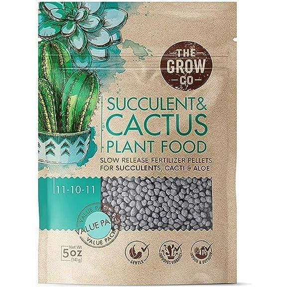Succulents & Cactus Plant Food - Gentle Long Lasting Formula, Slow Release Fertilizer (Liquid Alternative) for All Potted Succulent, Cacti & Aloe Vera Plants (5 oz)