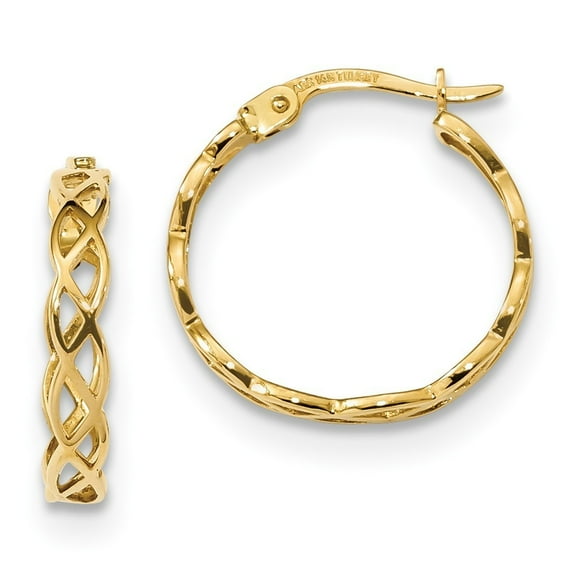 14k Gold Polished Intertwined Filigree Hoop Earrings - Measures 18.1x17.8mm Wide 3.5mm Thick
