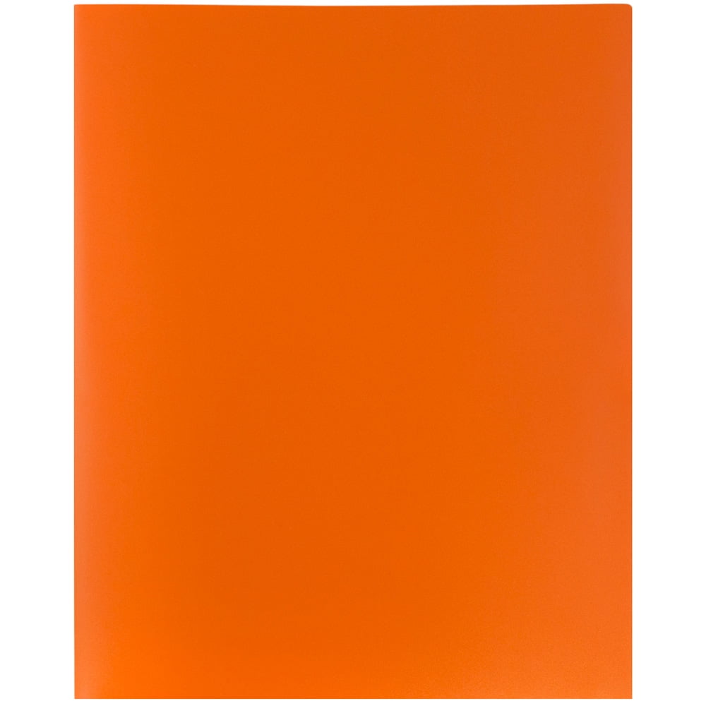 JAM Plastic 2 Pocket School POP Folders, Orange, 6/Pack