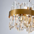 thumbnail image 3 of Posiosa Gold Oval Crystal Chandelier L35.4 inch, 20-Lights Gold Chandeliers Modern Crystal Chandelier Pendant Light Fixture G9 Lights Pendant Ceiling Light for Dining Living Room Kitchen Island, 3 of 8