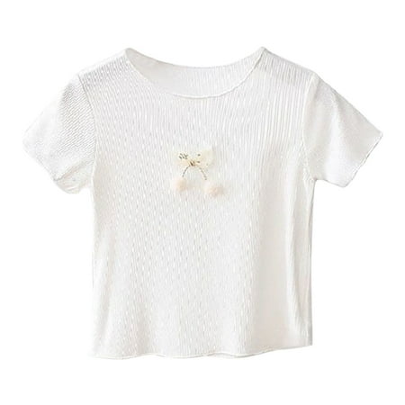 

Children s Summer T Shirt Short Sleeve Round Neck Solid Color Top Casual Going Out for 1 To 7 Years