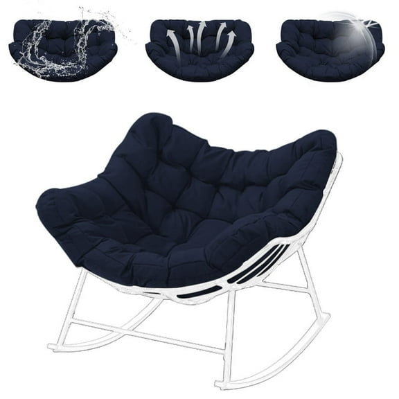 Cushions for Hanging Egg Chair, Thicken Outdoor rocking chair cushions, Garden Hanging Basket Chair Seat, Papasan Chair Cushion（Navy blue）