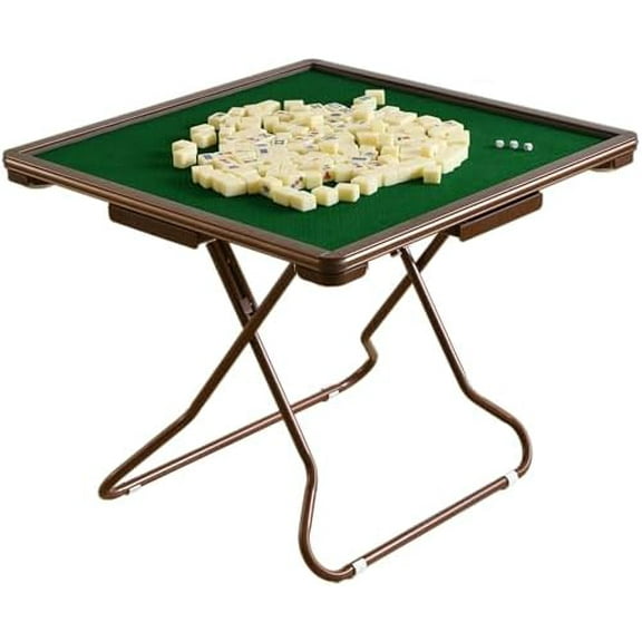 Mahjong Table, 35" Card Tables Folding Square with 4 Cup Holders & 4 Drawers for 4 People, Wear-Resistant Desktop Majiang Table for Poker Cards, Mahjong, Board Games$$Furniture