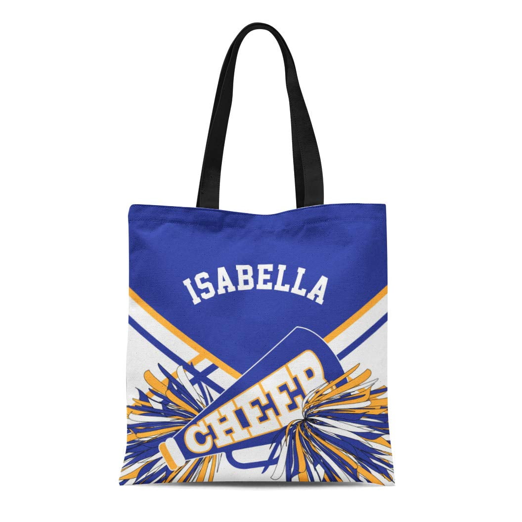 ASHLEIGH Canvas Tote Bag Cheerleading Cheerleader in Blue White Gold