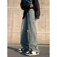 thumbnail image 5 of Liacowi Women Grunge Jeans Vintage Star Embroidery Straight Pants Retre Wide Leg Long Street Trousers for Fall Spring, 5 of 9