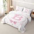 thumbnail image 3 of Manfei Ribbon Bowtie Letter Monogrammed B Quilt Full for Girls,Teens Princess Bling Pearl Print Full Bedspread Sets, 3 of 7