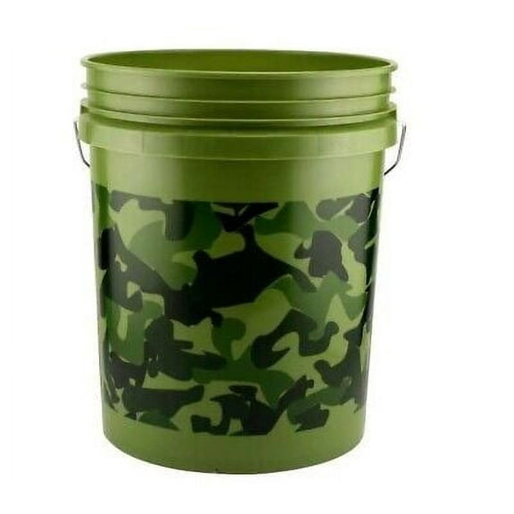 5 Gallon Camo Pail, 5 Gallon Bucket for Mixing Paint and Gardening, Heavy Duty, Plastic Construction, 70 mil Wall Thickness