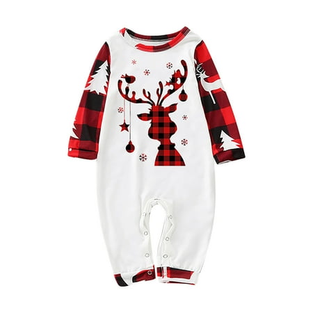 

AIMAOMI Christmas Baby Matching Family Pajamas Sets Christmas PJ s With Print And Plaid Printed Long Sleeve Tee And Bottom Loungewear H