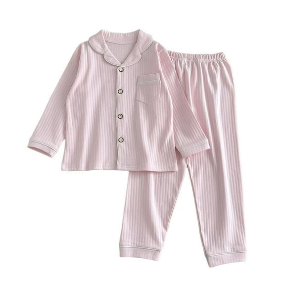 vdgthytj Kids Pajama Sets Sleepwear Warm Casual Long Sleeve Button down Shirts and Pants 2 Piece Outfits Loungewear