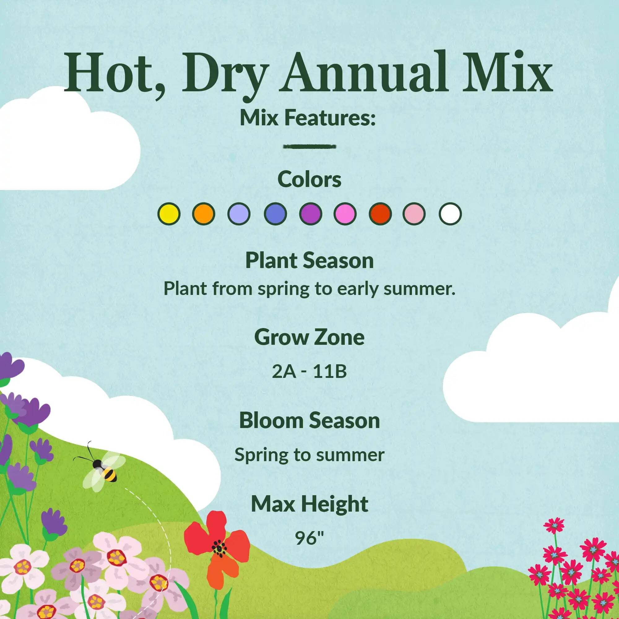 Ferry-Morse Hot, Dry Annual Mix Bulk Wildflower Seeds, 1lb