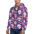 thumbnail image 3 of Fotbe Men's Hoodie with cute rainbow mushroom Skull Pattern - Kangaroo Pocket Pullover Hooded Sweatshirt, Perfect for Daily Wear, Travel, and Home-Medium, 3 of 7