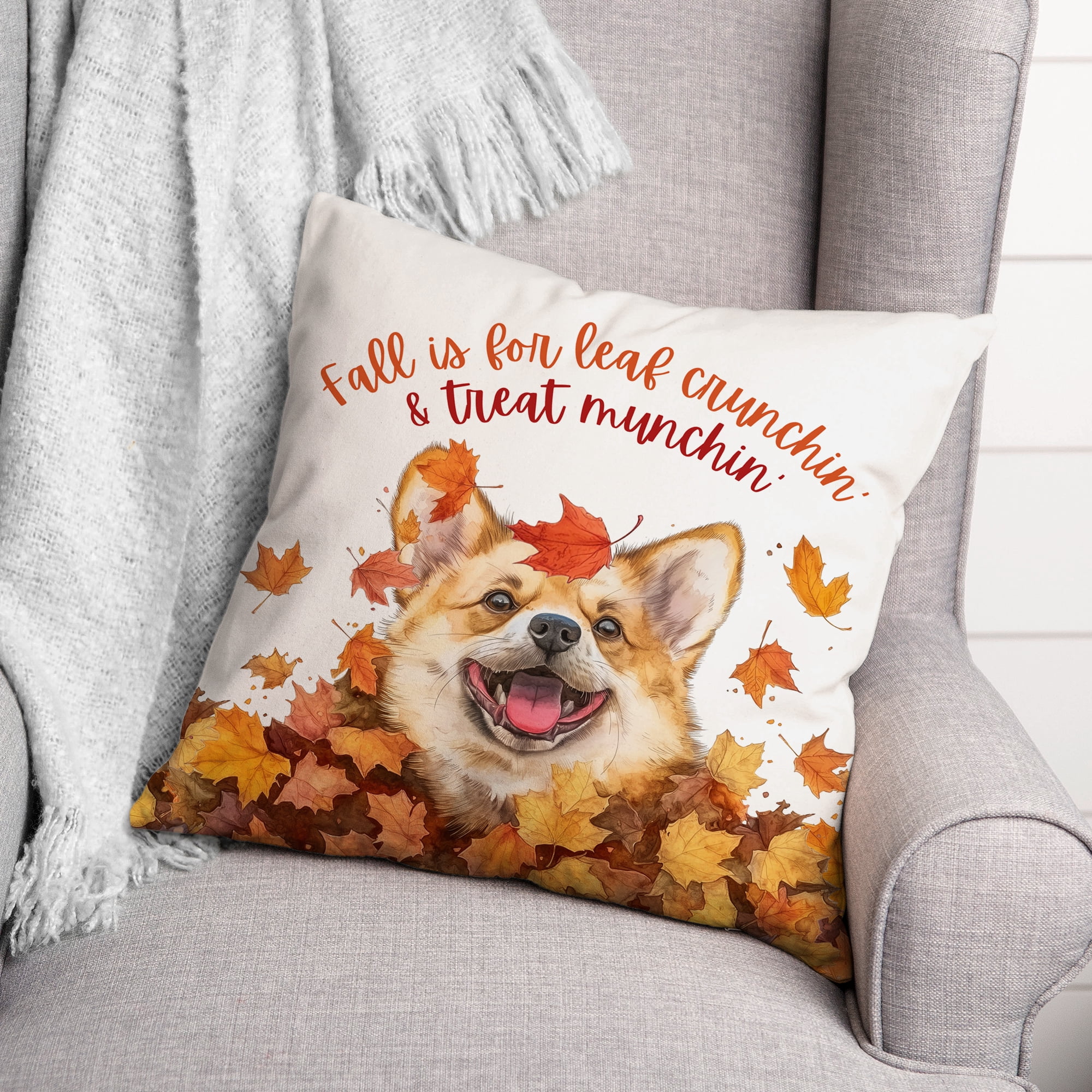 Creative Products Fall Corgi 18 x 18 Indoor / Outdoor Pillow