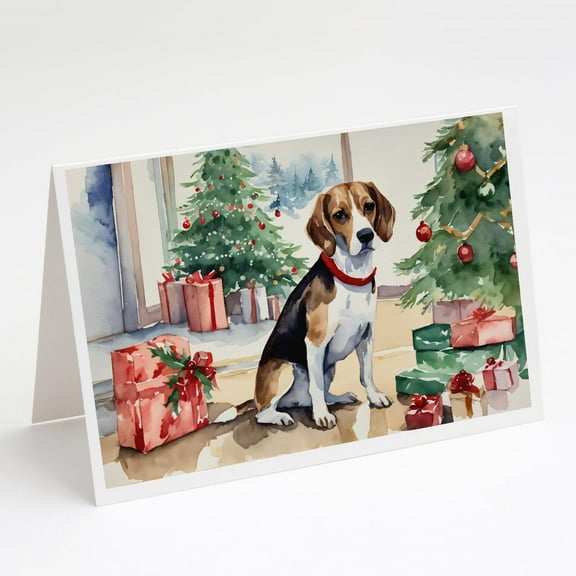 Beagle Christmas Greeting Cards and Envelopes Pack of 8 7 in x 5 in