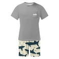 thumbnail image 6 of Timoontee Men's Letter Print Sets 2 Piece Loungewear Lightweight Summer Casual Vacation Sets Short Sleeve Crewneck Shirts with Drawstring Shorts Gray L, 6 of 6
