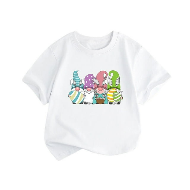 TZEWGL T-Shirts For Newborn Short Sleeve Cartoon Printed Round Neck Clothes For Girls Boys size 0-2T