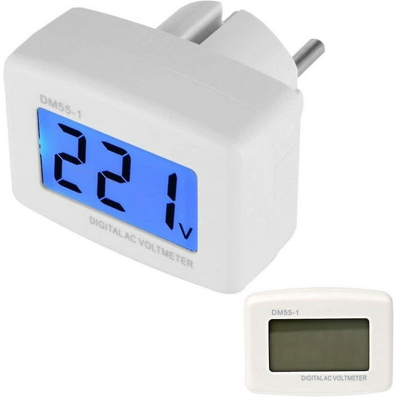 EU Plug DM55-1 AC 80-300V Digital LCD Voltmeter with Blue Backlight - 220V Voltage Tester Panel