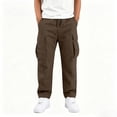thumbnail image 6 of Qunyiney Open Bottom Sweatpants for Boys Athletic Cotton with Pockets Cargo Pants Drawstring Elastic Waist Solid for School and Play Loose Fit Sweatpants Size 5-6years, 6 of 8