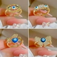 thumbnail image 3 of GKNET 18K Gold Plated Good Luck Luxury Zircon Evil Eye Bow Ring Adjustable Delicate Jewelry New-Evil Eye Ring#2, 3 of 8