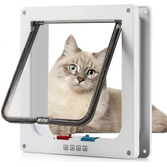 Cat Flap Dog Flap 4 Way Magnetic Catch Cat Large Dog Cat Flap 23.5*25*5.4cm Dog Door Cat Door Pet Flap Easy to install with telescopic frame