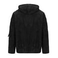 thumbnail image 6 of Lovskoo Men's Fuzzy Fleece Winter Coat Solid Color Plush Pocket Zipper Long Sleeve Hooded Casual Jackets Black, 6 of 9