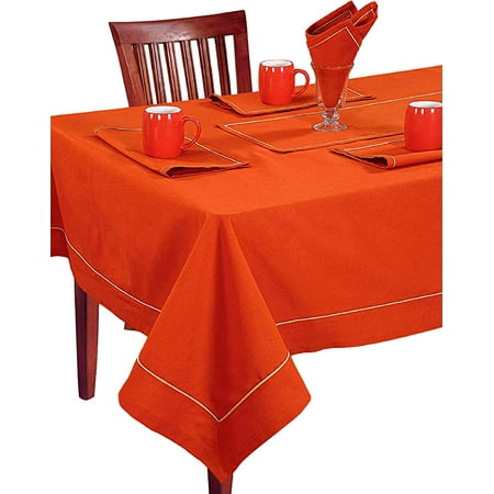 

Ajuny Square Tablecloth Orange Premium Cotton Center Table Cover for Party Decor 54x54 Inch