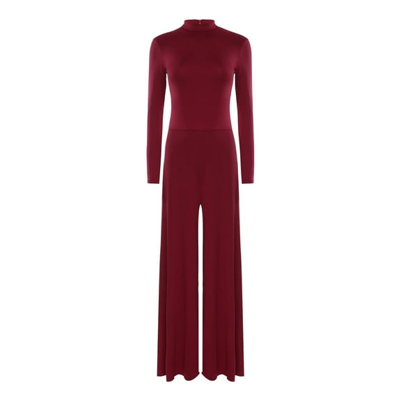 Women Adult Long Sleeve Wide Leg Jumpsuit For Choir Liturgical Dance Contemporary Ballet Dance