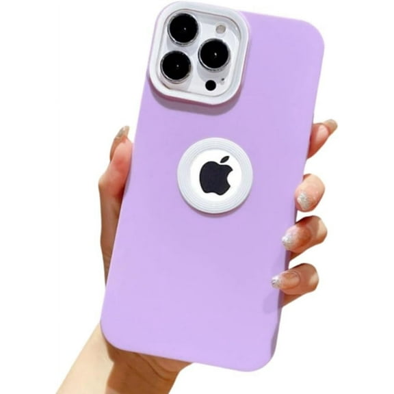 Compatible with iPhone Case,Cute Matte Liquid Silicone Logo Window [ Drop & Camera Lens Protection] Shockproof Cover Phone Case (Purple,iPhone 15 Plus)
