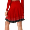 thumbnail image 2 of Alvivi Women's American Latin Modern Dance Skirt Rhinestone Ruffle Skirts High Waist Jazz Samba Rumba Salsa Dancewear Red S, 2 of 5