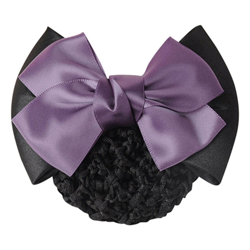 Black Velvet Bowknot Barrette Hair Clip Snood Net For Women