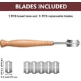 thumbnail image 2 of Bread Knife, Stainless Hand Crafted Bread Lame Tool with Leather Protective Cover and 5 Replacement Blades Included, Professional Baking Tool with Long Handle Design for Bread Bakers, 2 of 8