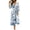 White#10, variant on Levmjia Women's Floral Print Dress 3/4 Sleeve V Neck Tie Front High Waist Smocked Waist Casual Midi Dress for Summer