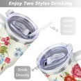 thumbnail image 5 of 40oz Pioneer Colorful Floral Stainless Steel Flip Straw Tumbler with Lid and Straw Spill Proof Travel Cup Double Wall Vacuum Insulated Coffee Mug with Handle White, 5 of 7