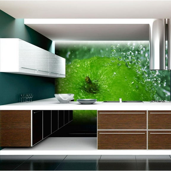 Tiptophomedecor Kitchen Wallpaper Wall Mural - Green Apple In Water