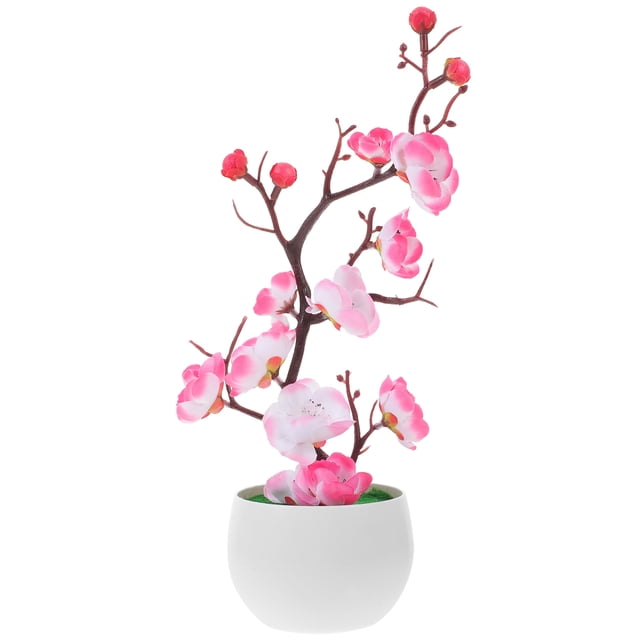 GOOHOCHY Decoración de ciruela artificial Flor realista Bonsái falso Flor de ciruelo falsa Simulación de flor de ciruelo