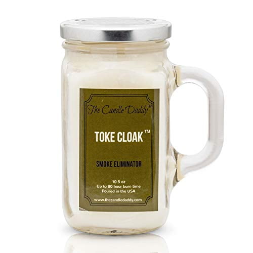 Toke Cloak Smoke And Odor Eliminator Candle 10 Ounce 80 Hour Burn Mason Jar With Handle Made In Usa Walmart Com