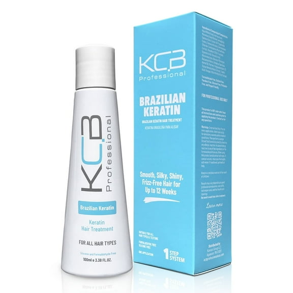 KCB Professional Brazilian Keratin, 1 Step Keratin Hair Treatment Kit at Home. Straightening and Hair Frizz Control, All Hair Types, 3.38Floz