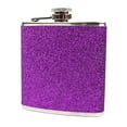 thumbnail image 1 of Stainless Steel With Colorful Glitter Hip Flask - Stores 6 Ounces Purple, 1 of 2