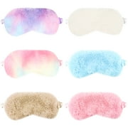 HEQUSIGNS 6Pcs Plush Eye Mask, Soft Sleeping Blindfold Eye Cover, Plush Sleep Mask with Adjustable Strap, Comfortable Fluffy Sleep Mask for Kids Women Men Eye Protection