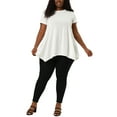 thumbnail image 2 of NOMADIC NOOK Women's Plus Size Short Sleeve Asymmetrical Hem Round Neck Solid Packs Top, 2 of 6
