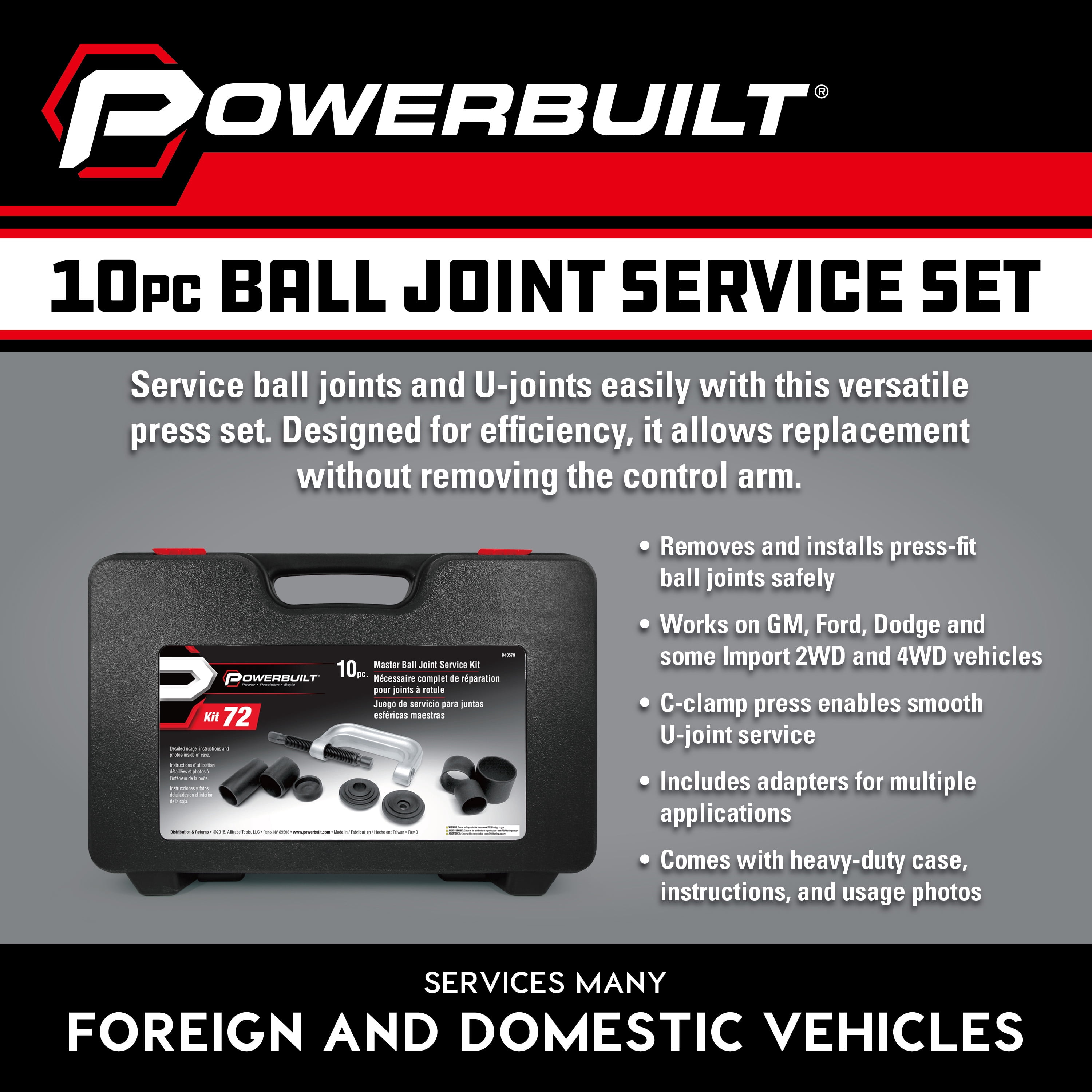 Powerbuilt 10 Piece Ball Joint Service Set - 940579