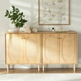 thumbnail image 4 of EYYTHUNG Farmhouse Accent Cabinet Set of 2 with Adjustable Shelves, Rattan Sideboard Storage Cupboard, Natural Oak, 4 of 8
