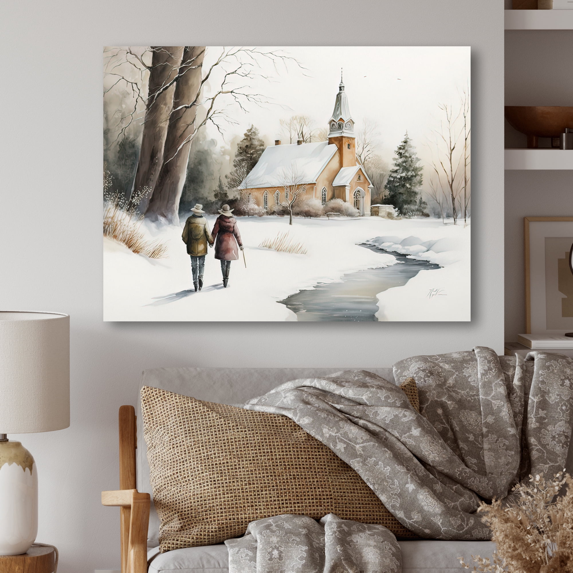 Designart Couple In Love Going To The Church I Canvas Wall Art